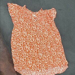 LOFT Orange and White Blouse